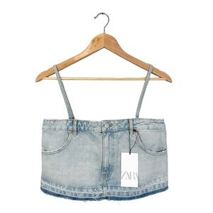 Zara Denim Crop Top Mini Skirt Style, New
NWT w/ Tags, Size S